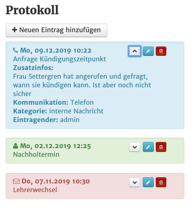 Screenshot aus MSVplus: Protokollfunktionen